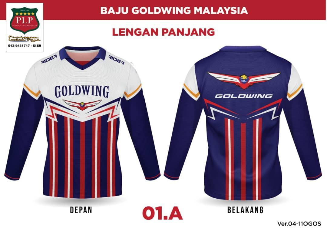 Baju Warna Biru Tulisan GoldWing